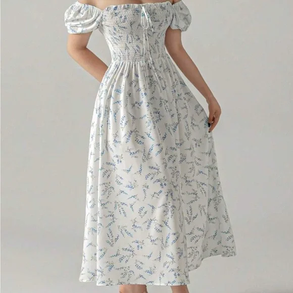 Elegant Off-Shoulder Floral Dress - Picture 1 of 3